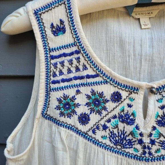 Sonoma Embroidered Peasant Top size Large - Picture 5 of 9